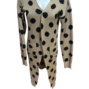 Polka Dot Cardigan Sweater - Tan and Black